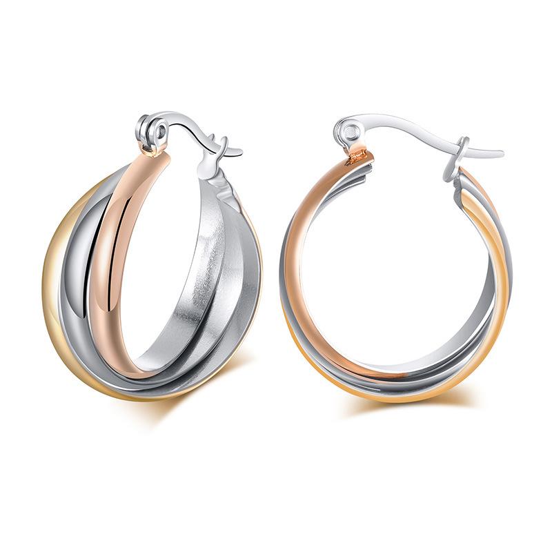 Unique Hoop Earring for Women Gold-Color 316l Stainless Steel Female Rock Jewelry