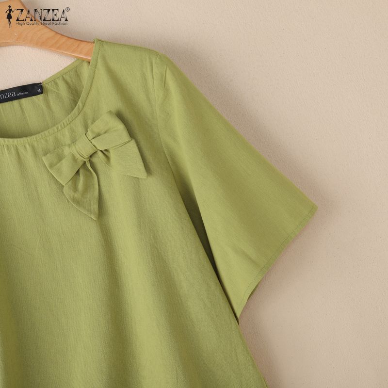 ZANZEA Damska letnia bluzka z okrągłym dekoltem, casualowa, z rękawem 3/4, luźna