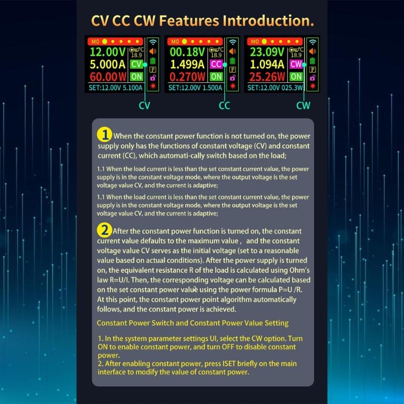 Programmable Power Supply Modules 120W Constant Current Voltages Control Solar Charging with Transmission Interfaces