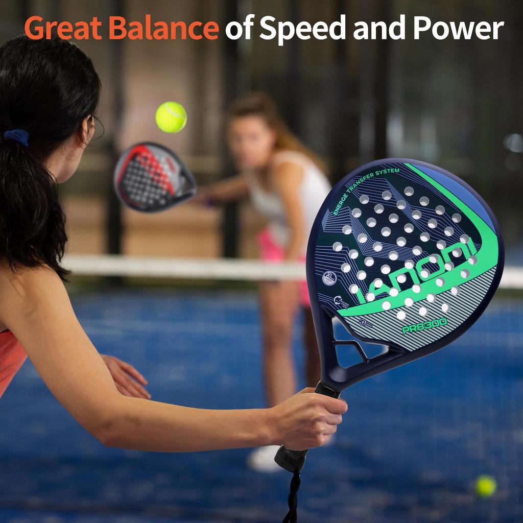 IANONI PR8300 Padel Racket Verde Fibra di Carbonio Logo Personalizzato Nucleo in Schiuma EVA Impugnatura Padel Racket