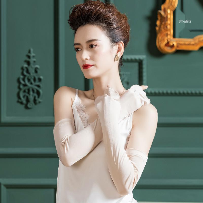 

Летние шелковые вязаные перчатки: Солнцезащитные однотонные нарукавники F1141 One Size