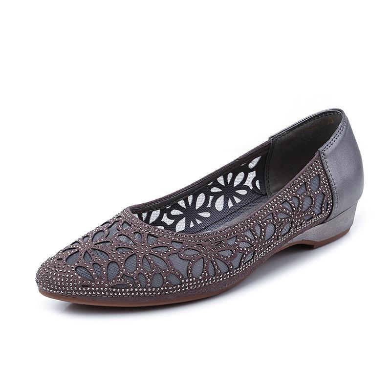 

Fashion GKTINOO Spring Summer Fashion Hollow Genuine Leather Pumps Women Shoes Med Heels Square Heel Mesh Ladies Office Shoes Crystal 42 серый