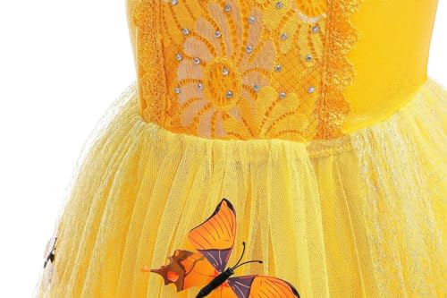 Dressy Daisy Girls' Princess Dress-Up Costume, Halloween and Christmas, Butterfly Decor, Children's Dress, Age 2, Yellow