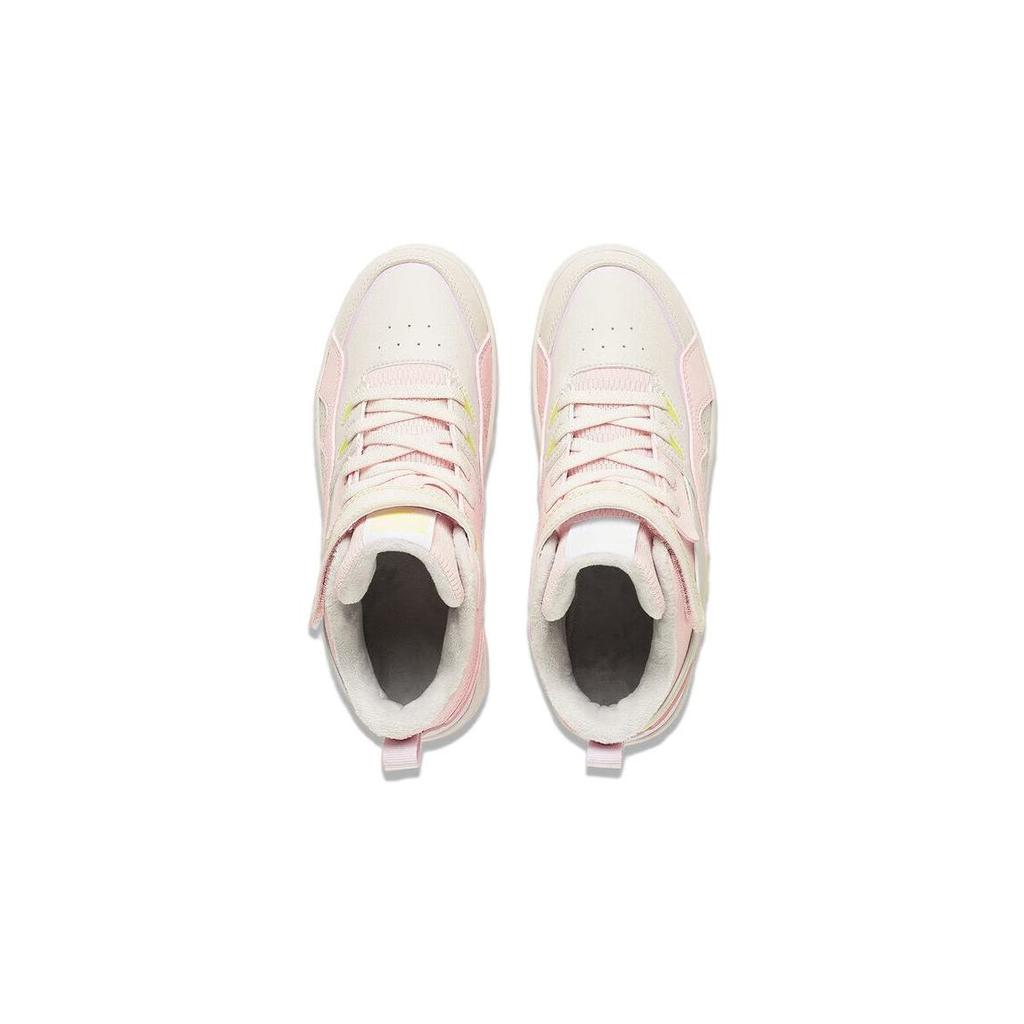 Li Ning Kids Fleece High-Top Skate Shoes Kids Sneakers Pink Gray YKCT152-24