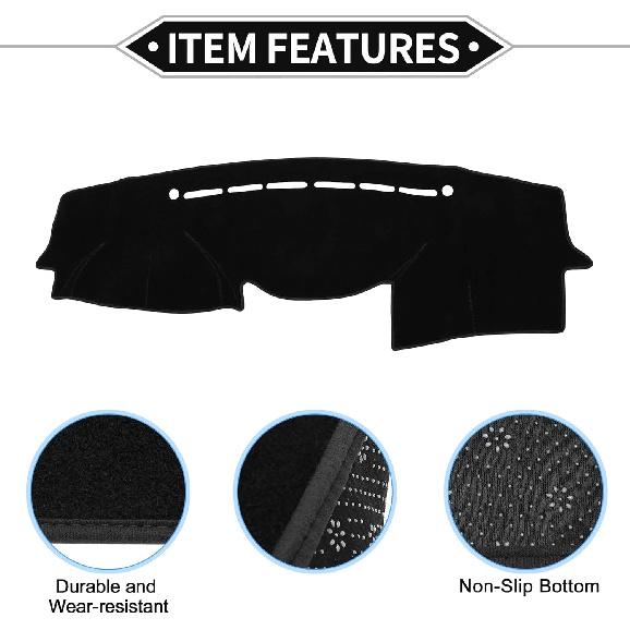 Dash Cover Compatible for Hyundai VeraCruz 2007-2012, Non-Slip Dash Cover Mat Polyester Black Front Dash Cover Mat