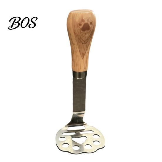 Solid Wood Handle Kitchen Tool Stainless Steel Potato Masher, Standable Manual Vegetable Crusher with for Pureeing Potatoes Handle, Food Grinding