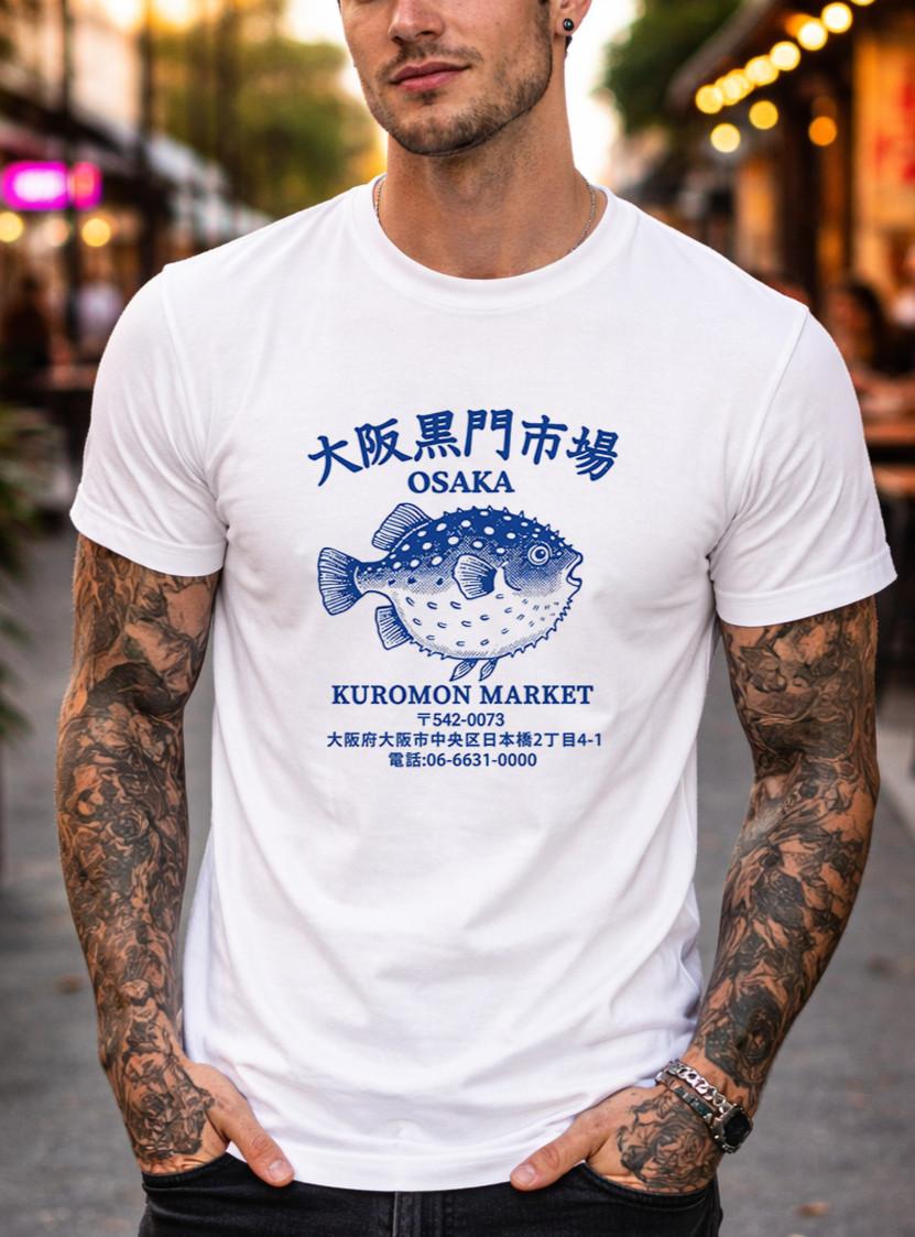 Osaka Japan Fish Market Graphic T-Shirt Vintage Japanese Streetwear Unisex s-3xl S
