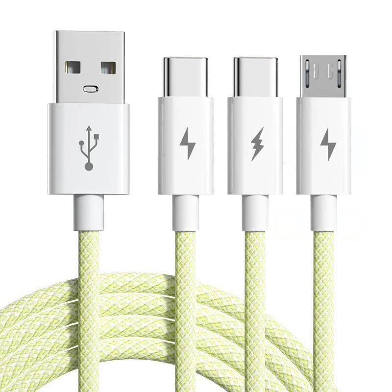 3in1 6A 66W Ultra Fast Charging Cable Fast Charger USB ToType C Cable Charging Cable Mobile Data Cable Suitable For IOS Android Phone 1.2M/2M