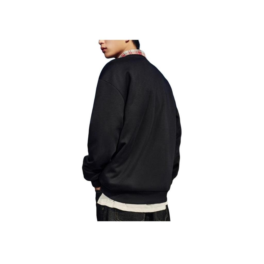 Anta Comfortable Casual Round Neck Simple Fleece Loose Sweatshirt Unisex Sweatshirt Basic-Black 952518702-3