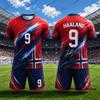 2 Piece Outfit Children Tracksuit Norway Fans Haaland #9 Print T-Shirt+Shorts Set Football Jersey Suit Sports Kids/Adult Clothes