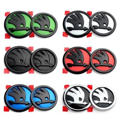 2026 Hot 80MM 90MM Emblem Car Front Hood Badge Rear Trunk Sticker For Skoda Octavia Rapid Kodiaq Karoq Fabia Kamiq Superb Deriva