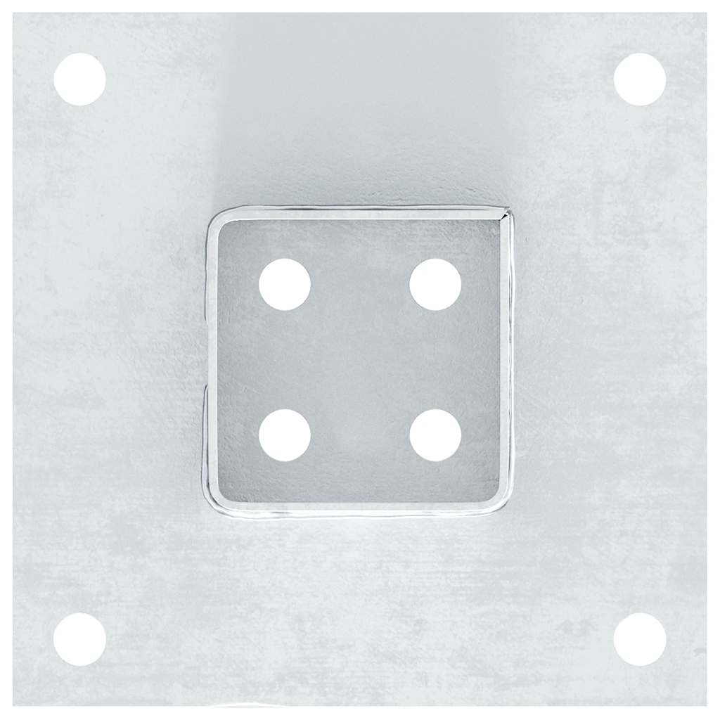 Square Post Base Set 4 Pcs Silver 71 X 71 Mm Hot Dip Galvanized Steel