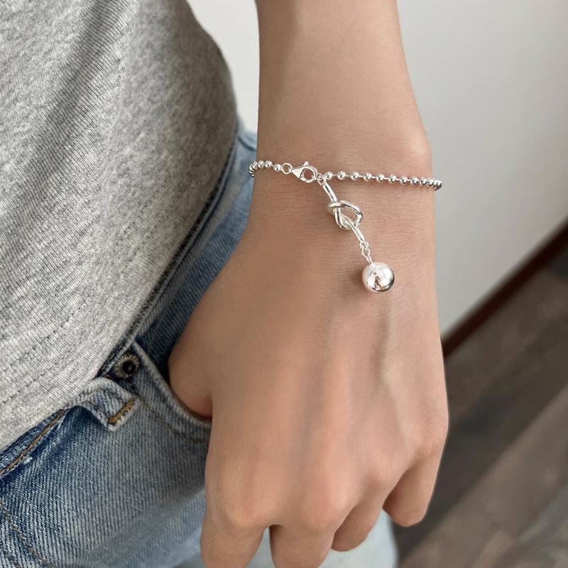 VENTFILLE 925 Sterling Silver Circular Bead Bracelet For Women Knot Minimalism Versatile Trend Jewelry Gift Dropshipping