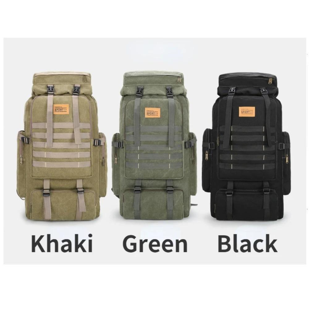 80L  Tactical Canvas Backpacks Large Backpack Outdoors Hiking Camping Travel Bags Fishing Rod Bag