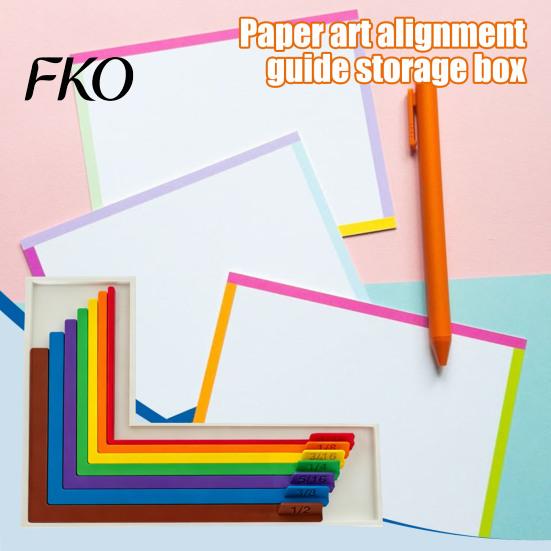 Corner Alignment Tool 7Pcs/Set Paper Crafting Rulers with Storage Case, Color-Coded L-Shaped Pastel Color Size Tabs, Layering Guide