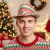 Christmas Fedora Hats Adults Classic Breathable Festive Snowflake Pattern Headwear Soft Christmas Fedora Hat For Family Men