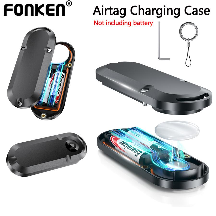 FONKEN For Airtag Charging Case Portable Magnetic Charging Case Waterproof Airtag Cover Extended Battery Case Battery Replacement