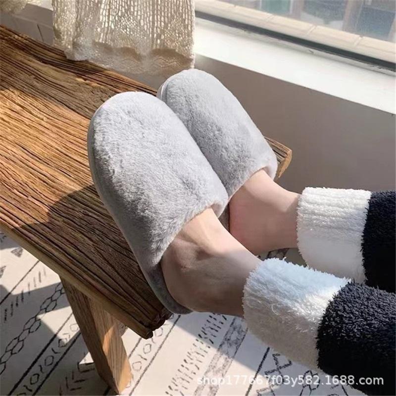 Ladies' Winter Home Indoor Anti Slip Soft Bottom Warm And Simple Solid Color Cotton Slippers