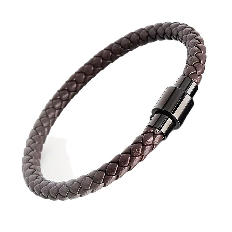 Herren Schwarz Leder Geflochtenes Armband - Minimalistischer Europäischer Stil