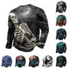 Men's Halloween Print Fashion Neck Long Sleeve T-Shirt