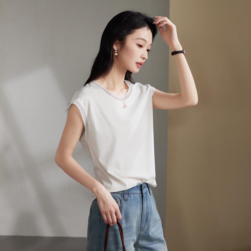 SOFSIL Women s Hollow Round Neck Short Sleeve T-Shirt XL