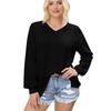 Women's Knit Top, Fashionable Long Sleeve Casual Shirt, V-neck Loose T-shirt