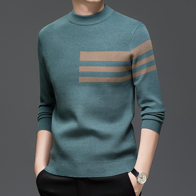 Men's High-End Knitwear Sweater - Autumn/Winter New Style, Round Neck, Long Sleeve, Fashionable Casual Base Layer for Middle-Aged and Young
