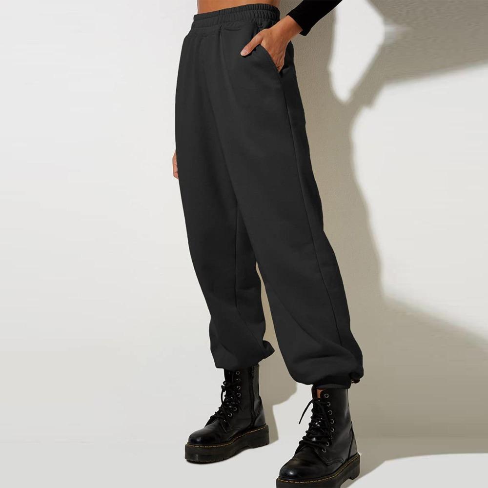Womens Fashion Loose Solid Sweatpants Drawstring Casual Trousers With Pockets