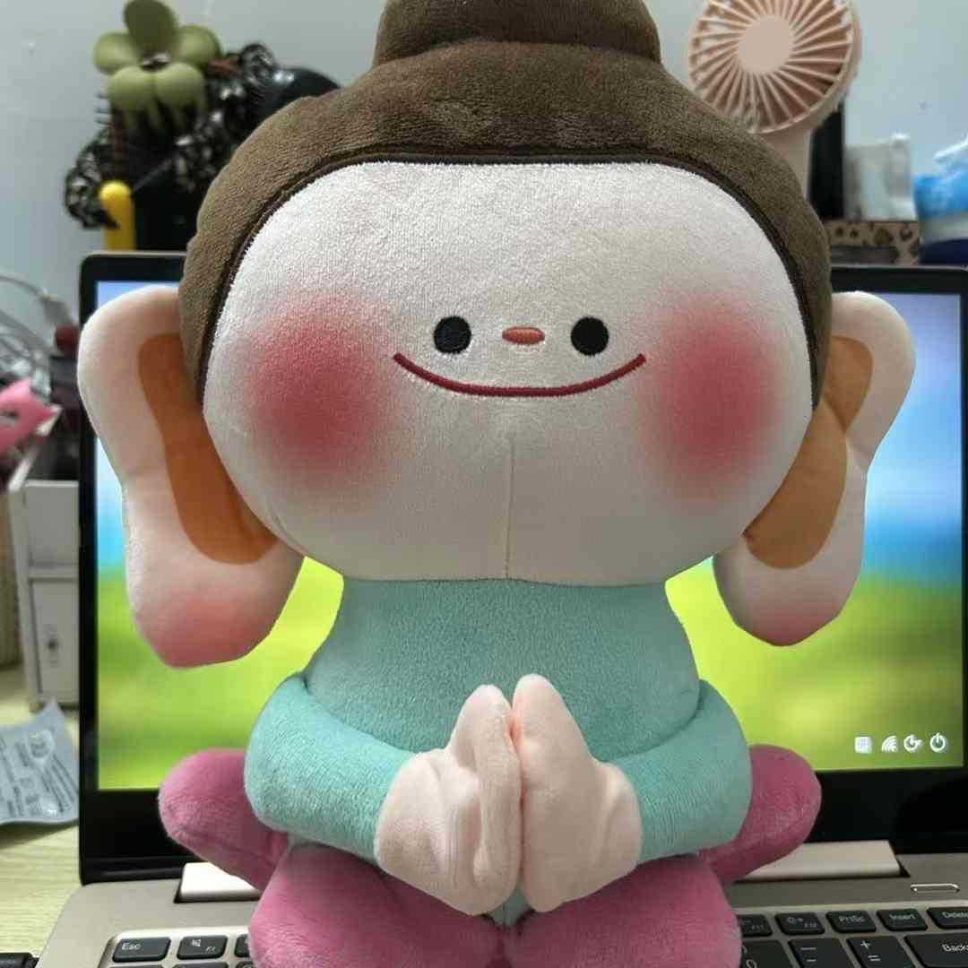 Bai Fen Bai Dolls And Toys Internet Celebrity New Little Buddha Plush Toy Doll Grotto Lotus Buddha Doll Ornament Grab Machine Doll Exchange Gift