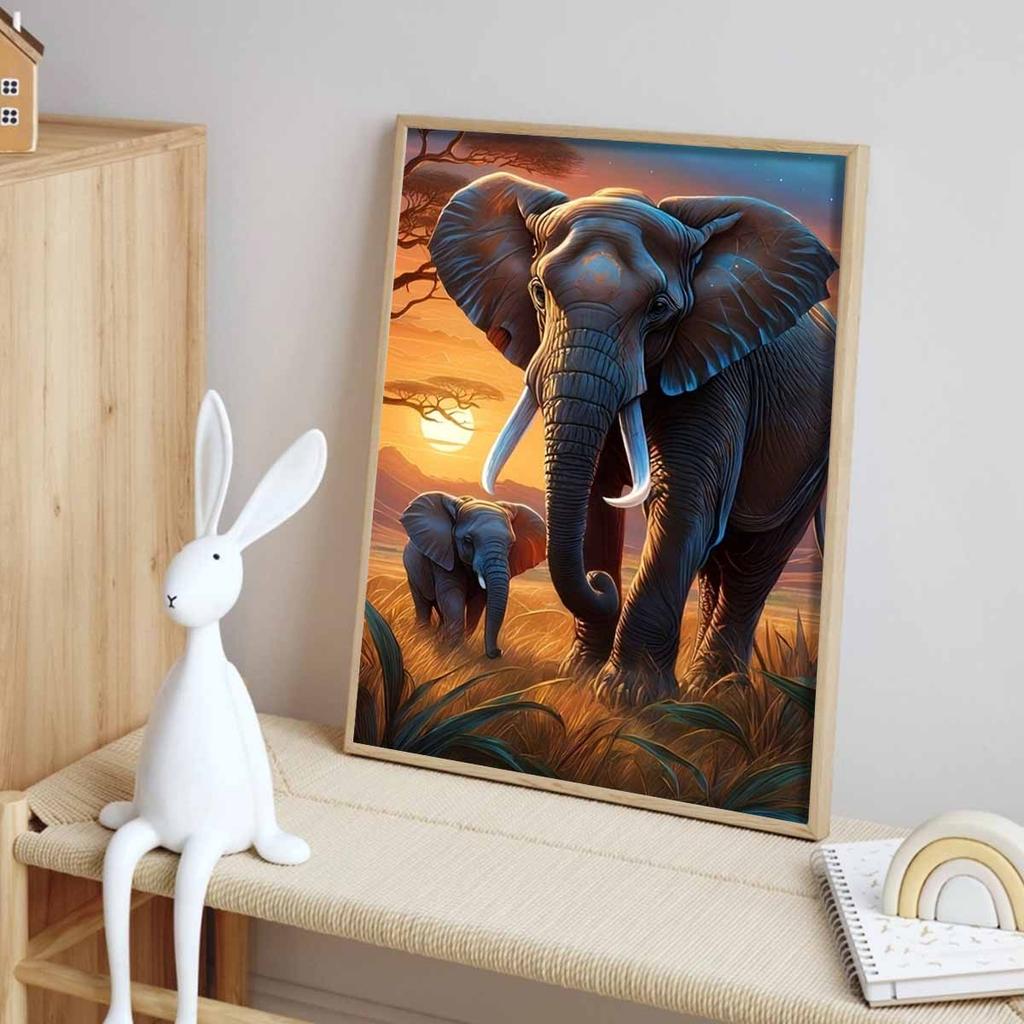 5D Elefant Diamantmalerei Kunst-Set, DIY Kreuzstich Edelstein Kristall Bastel- und Kunstwerke Zur Dekoration von Wohnwänden