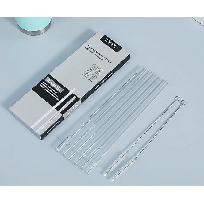 ZYTC Straws for YETI Cup 30-42oz, Reble Clear Transparent Drinking Straws Replacement for YETI Straw Lids, Set of 6 with 2 Cleaning Brushes
