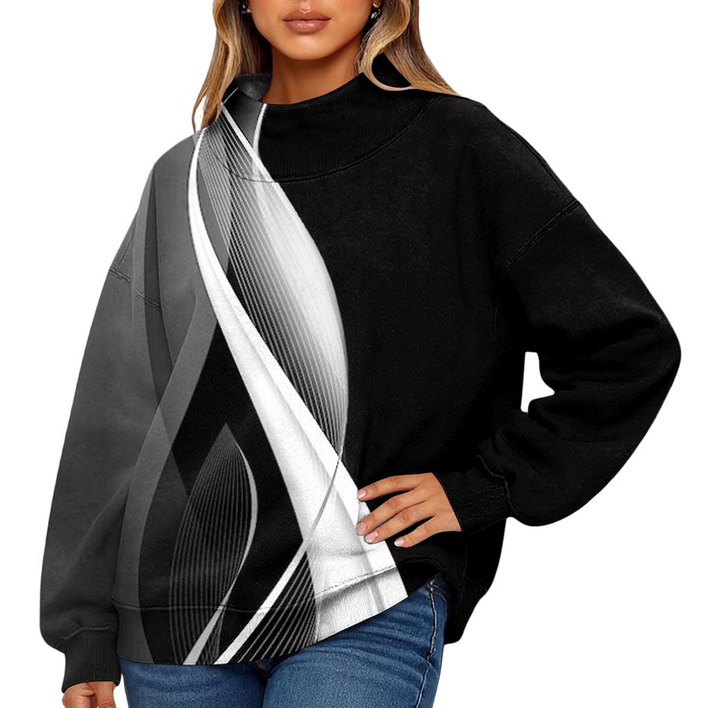 Mock Neck Sweatshirt Women Fall Comfort Oversized Sweatshirt Dressy Pullover Sweatshirts No Hood Cozy Turtleneck Tops