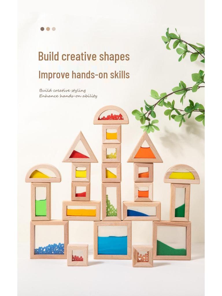 Wooden Flowing Sand Puzzle Blocks: Children's Educational Sensory Toys