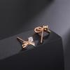 Anenjery Geometric Zircon Star Bowknot Earrings for Female Niche Light Luxury Versatile Fashion Earrings Jewelry Gifts