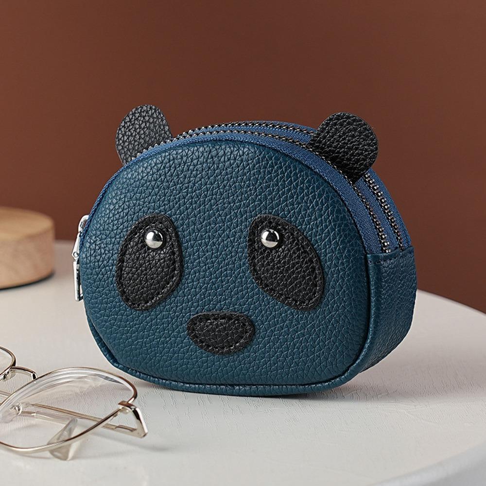Double Layer Zipper Coin Purse Mini Small Item Bag Retro Creative Panda Wallet  Men