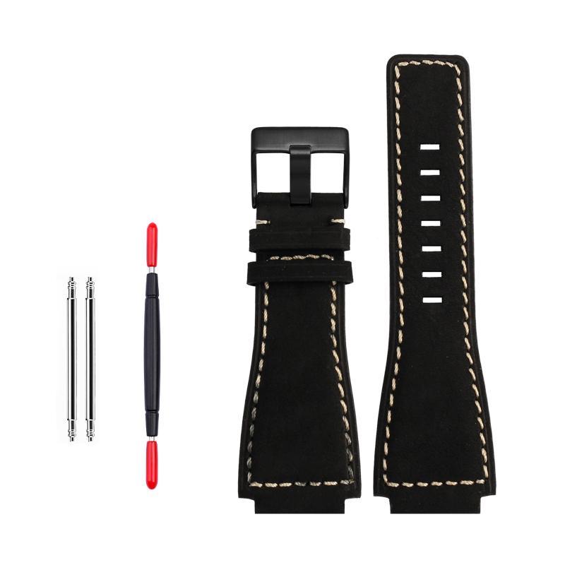 35-24mm konvexes Rindslederband Für Bell Ross B&R BR-01 BR-03 Herren Echtes Leder Uhrenarmband Silikonkautschuk Wasserdichtes Uhrenarmband