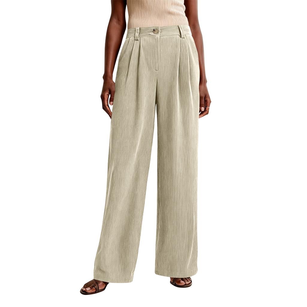 Women's Casual Fashion Pinstripe Straight And Winter Loose Wide-leg Straight Pants