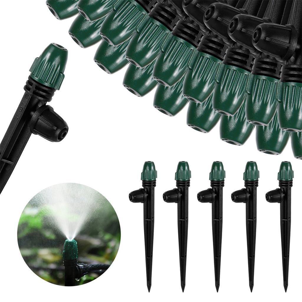 10/100Pcs Adjustable Drip Irrigation System Nozzles 4/7mm Hose Scattering Spiked Sprinklers Lawn Irrigation Atomization Cooling