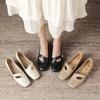 French square head shallow mouth single shoes spring and summer new low-heeled small leather shoes thick-heeled Mary Jane shoes