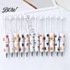 Smooth Writing Beaded Pens Halloween Rhinestone Beadable Pen, DIY Sparkly Cat Pumpkin Ghost Plastic Handmade Gift Glitter Black Ink Ballpoint Pen for