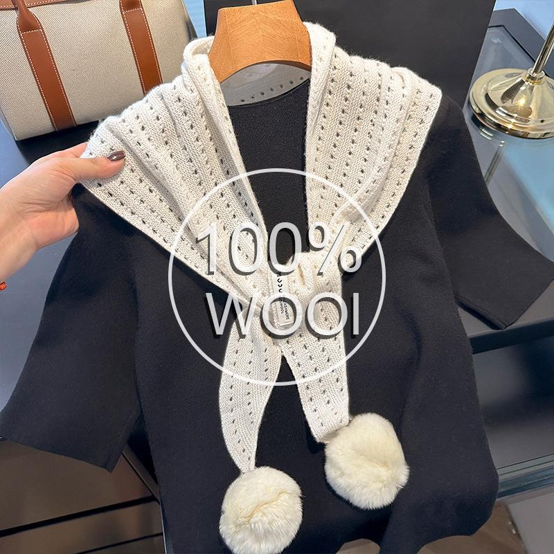 100% Wool British Triangular Scarf Scarf for Women Head Scarf Knitted Scarf Warm Soft Cashmere Poncho Echarpe Stole Party