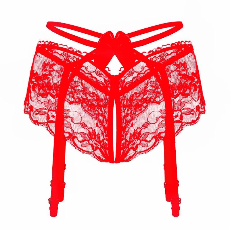 Red Lace Thigh-High Garters Women Sexy Transparent Underwear Elastic Suspender Belt For Stockings Female Erotic Lingerie