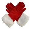 Christmas Costume Gloves for Adult, Red Gloves with Furry Plush Cuffs, Decorative Handwear for Holiday Festival Event Photography