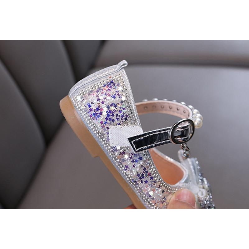 Herbst-Neustil damenhafte Baby-Mädchen-Mädchen-Prinzessin Strass-Flats, Lederschuhe, Tanzaufführungsschuhe