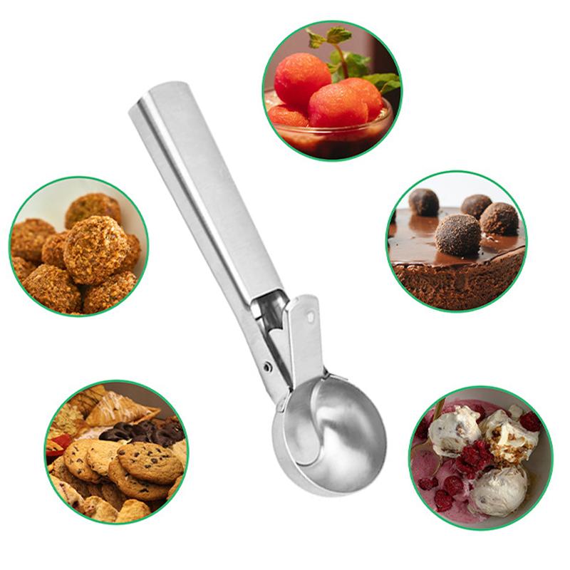 Stainless Steel Ice Cream Spoon Ball Digger Multifunctional Elastic Type Fruit Spoon Watermelon Household Kitchen Tools TMZ