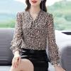 M-4XL Floral Chiffon Shirt for Women Spring Summer New Mom's Clothing Fashion Long Sleeve Bottoming Blouse