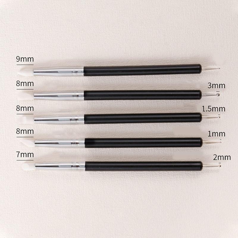 5Pcs/Set Double-Headed Silicone Nail Art Pens  Picker 3D Nail Carving Dotting Manicure Tools For Nail Art Design