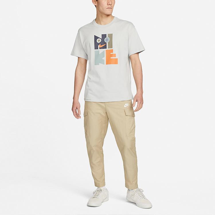 Nike Sportswear Graphic Print Crew Neck Short Sleeve T-Shirt Men Tops Mist-Grey DR7835-097