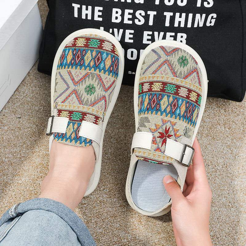 Mesh half slippers summer outer wear bag head sandals non-slip and deodorant heel half support one pedal slippers