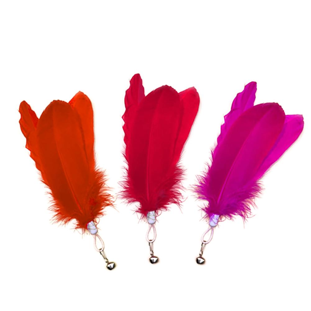 Wide Large Feather Pendant with Bell DIY Replace Cat Teaser Stick Replacement Pendant Pet Toy Accessories